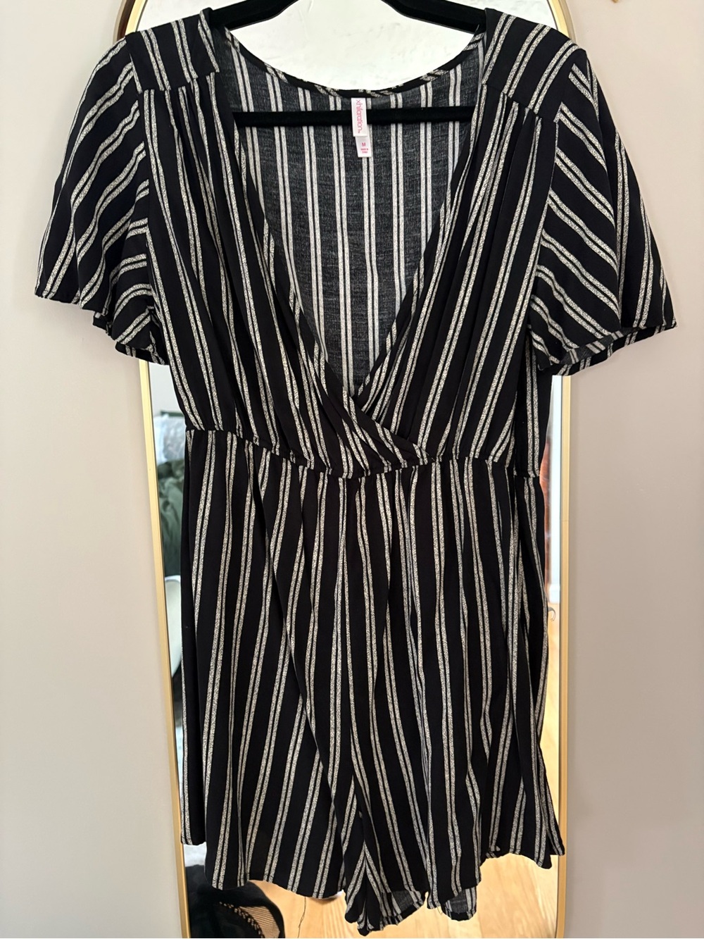 Xhilaration Black and White Vertical Stripe Top